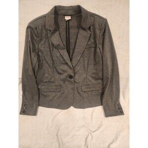 Merona Women's Gray Long Sleeve Blazer Jacket Button Front Button Cuff Size XL